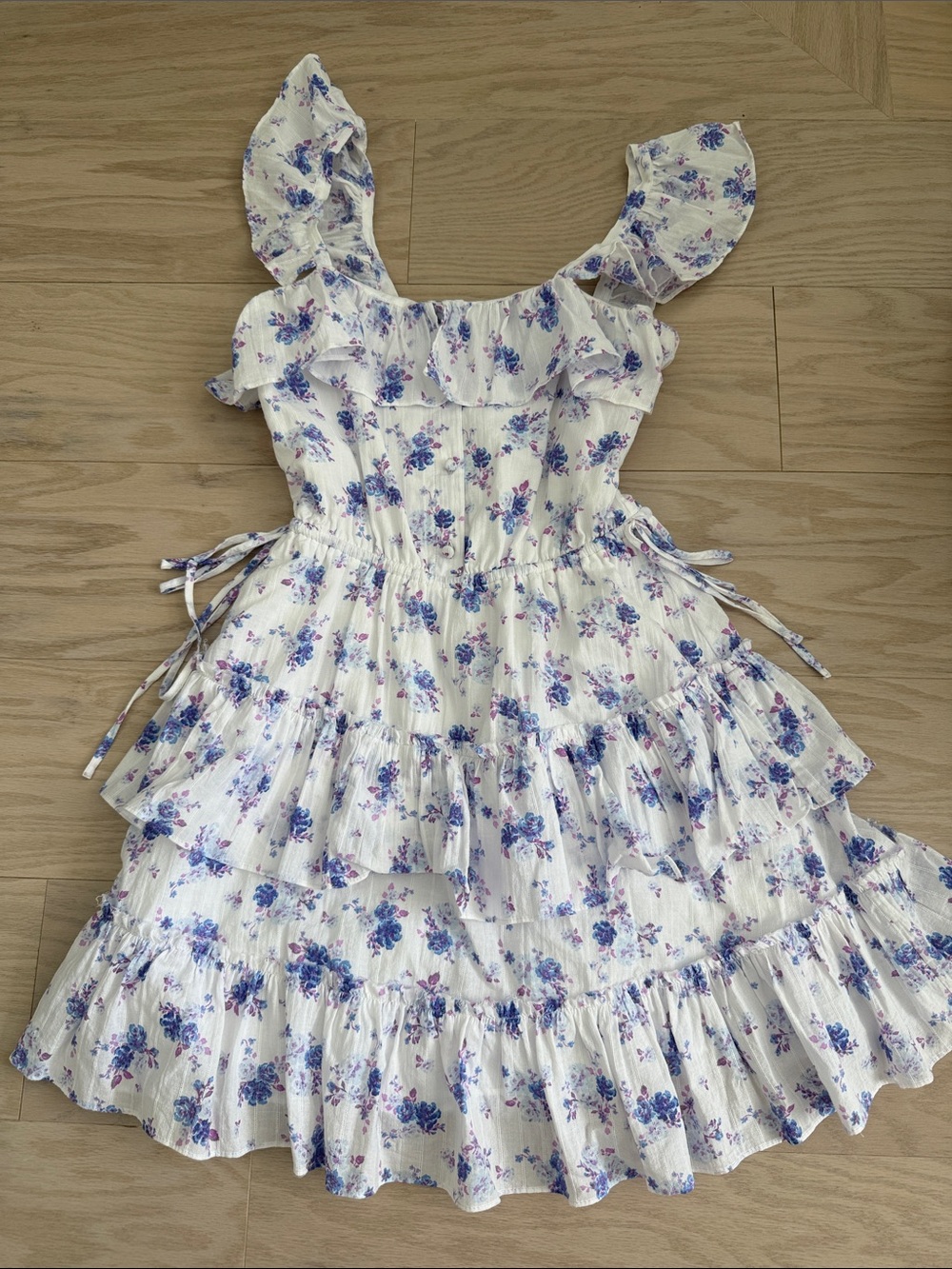 LoveShackFancy x Target White Floral Ruffle Tiered Dress - Blue & Purple Print
